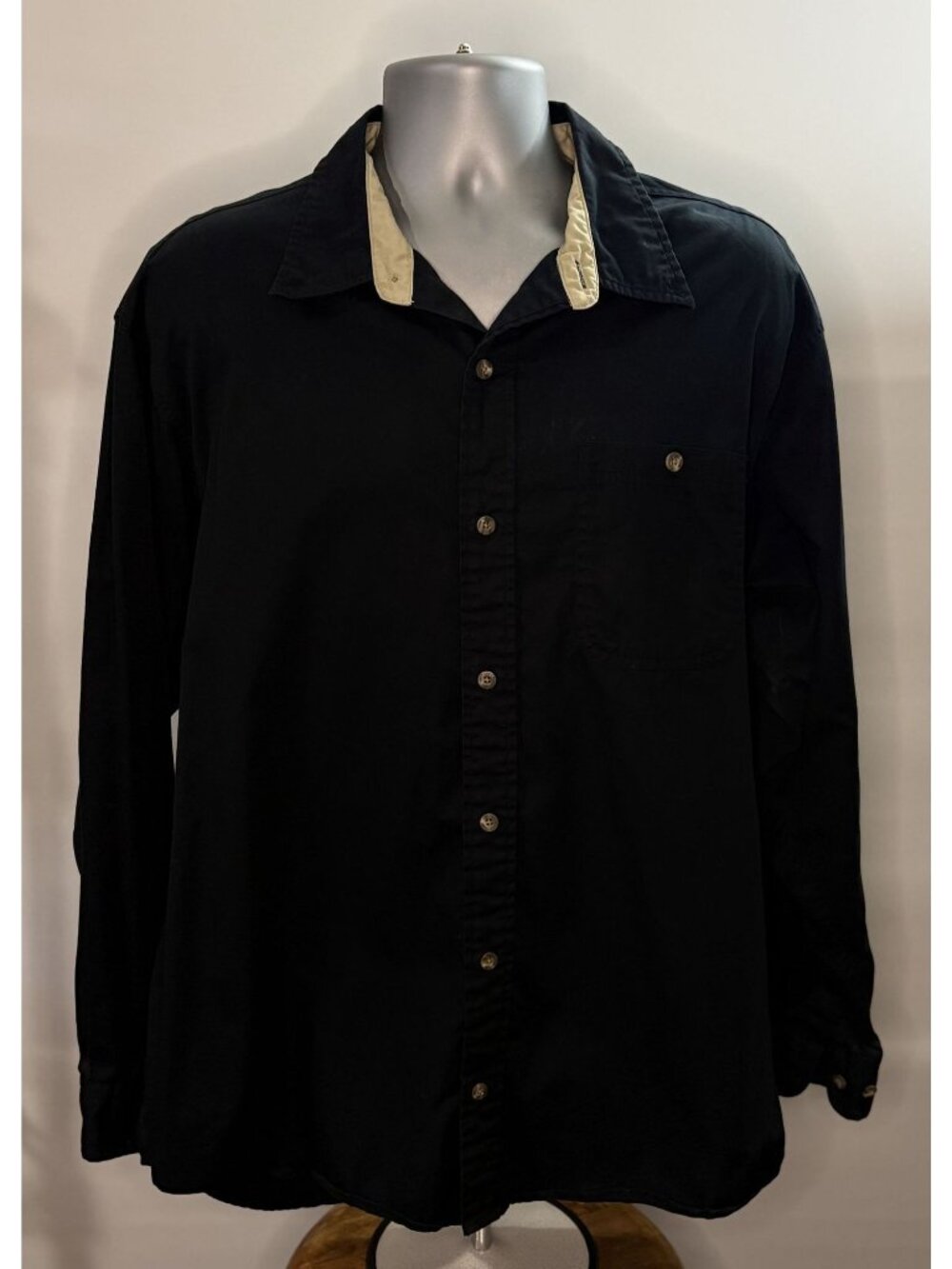 RedHead Men's Black Long Sleeve Shirt Collar Button Up Shirt Cotton Men's XL - Picture 4 of 12